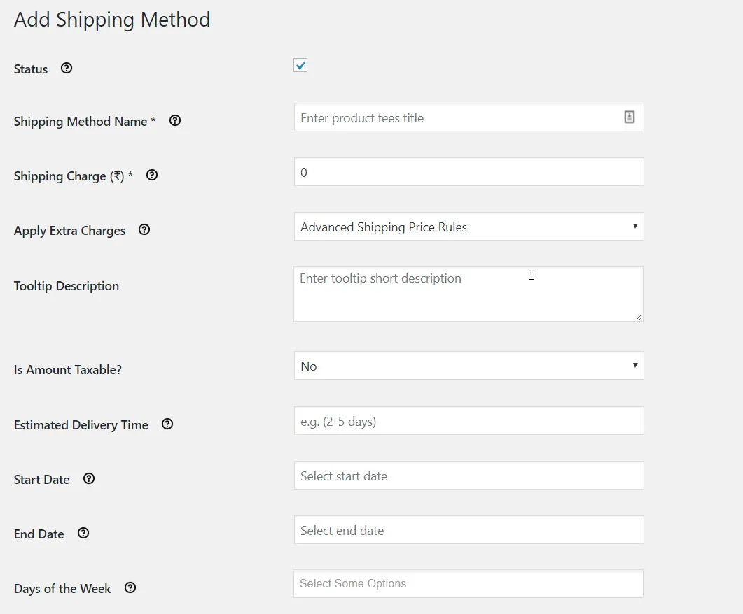 09 Add Shipping Method form