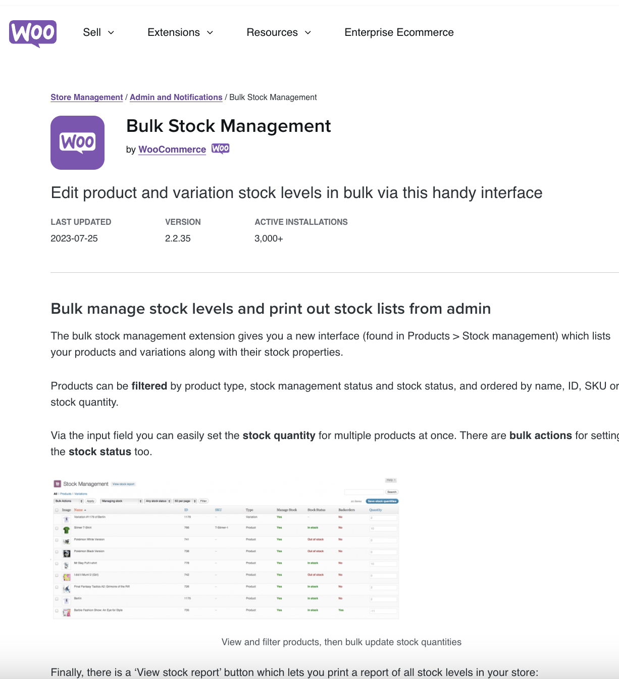 Bulk Stock Management
