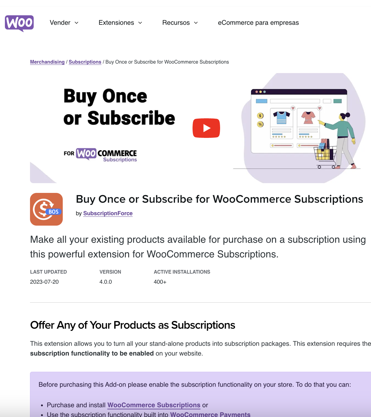 Buy Once or Subscribe for WooCommerce Subscriptions