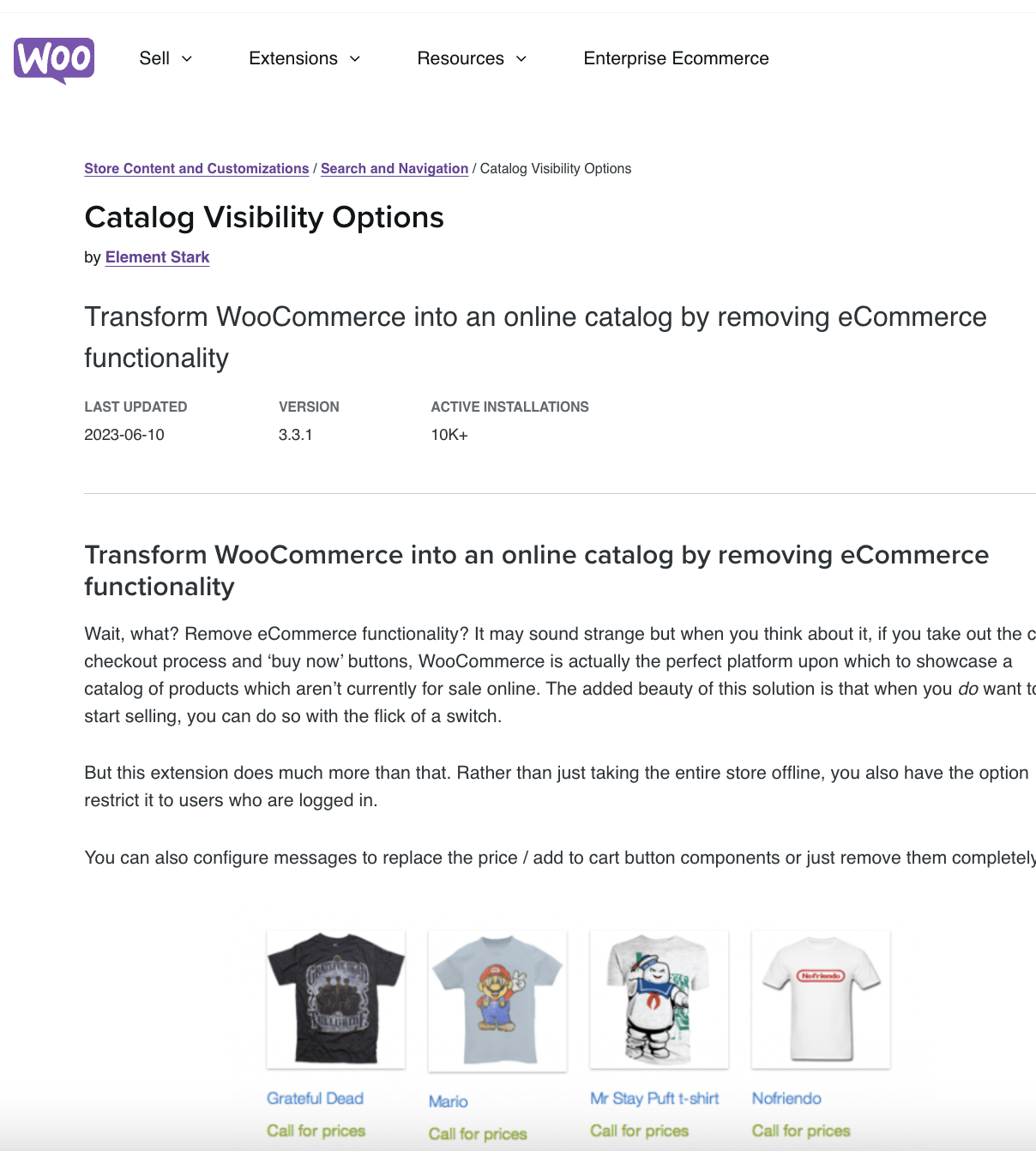 Catalog Visibility Options