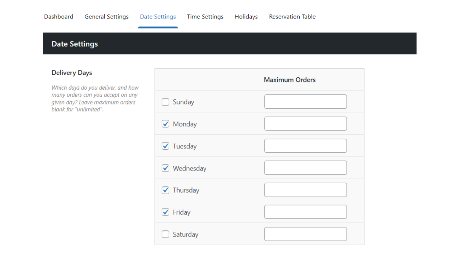 Choose your delivery days