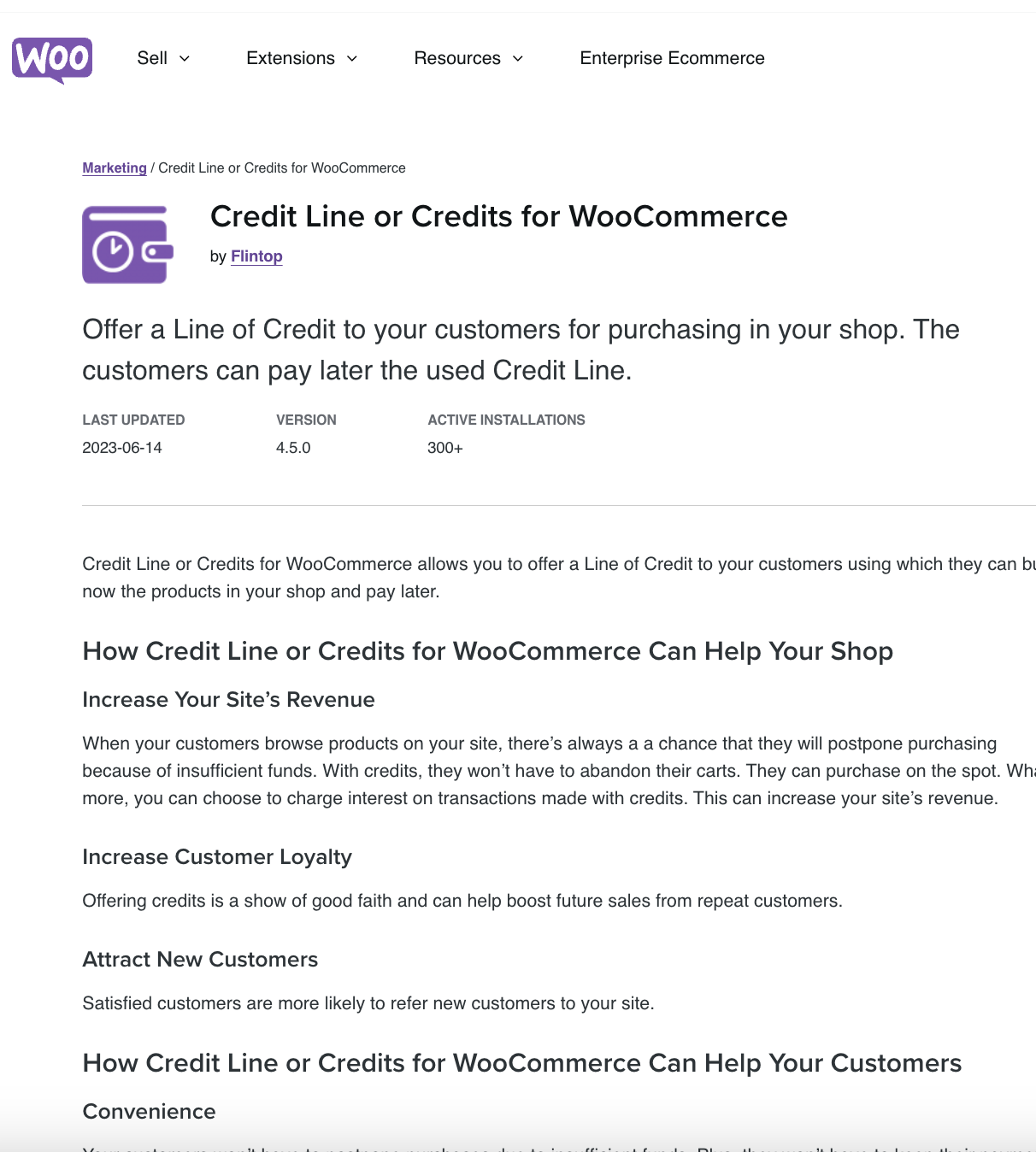 Credit Line or Credits for WooCommerce
