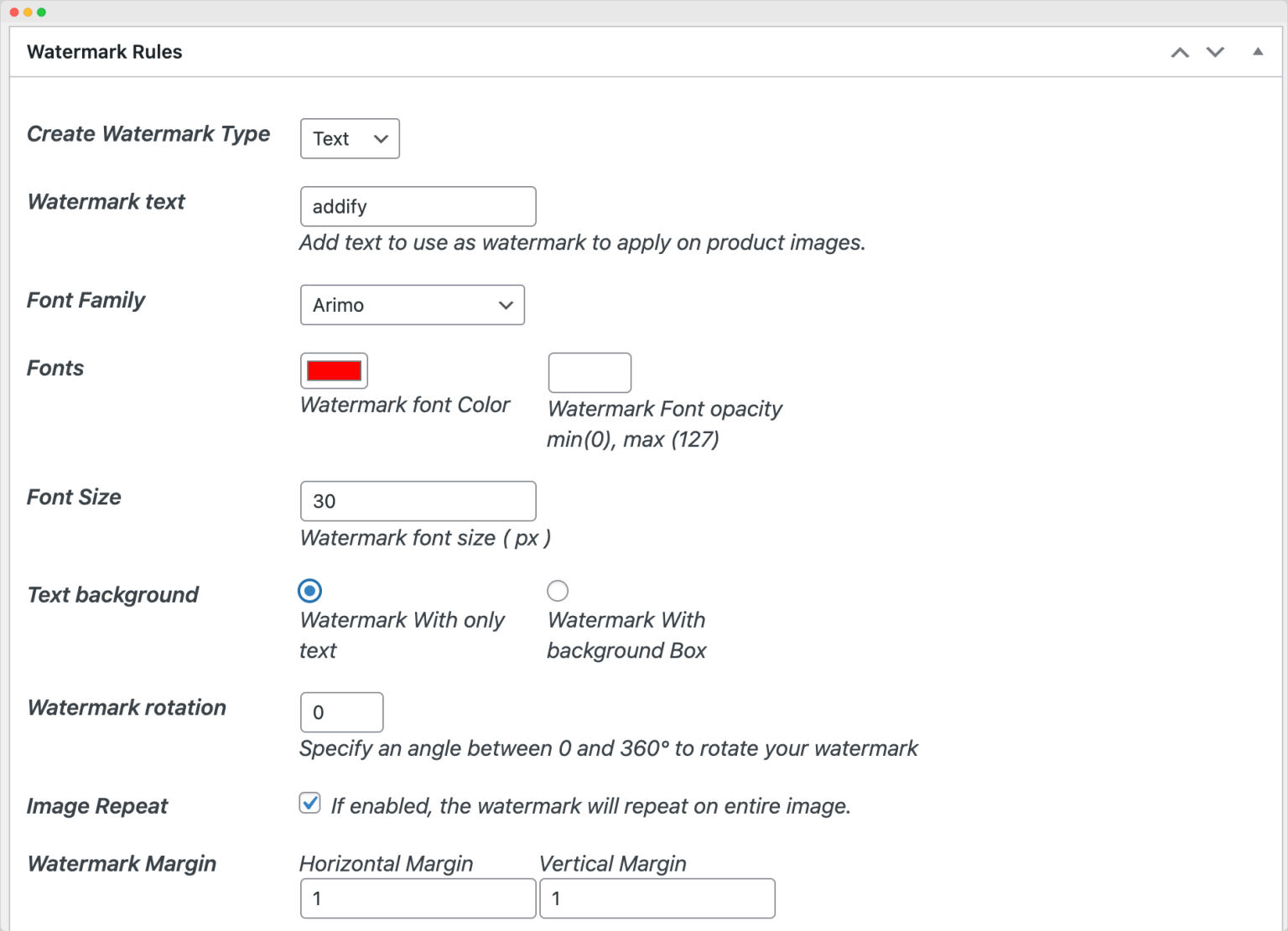 Customize watermark settings