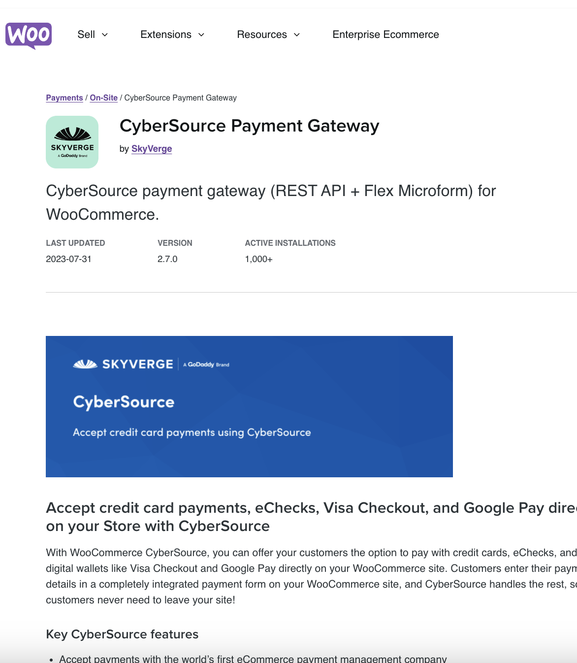 CyberSource Payment Gateway