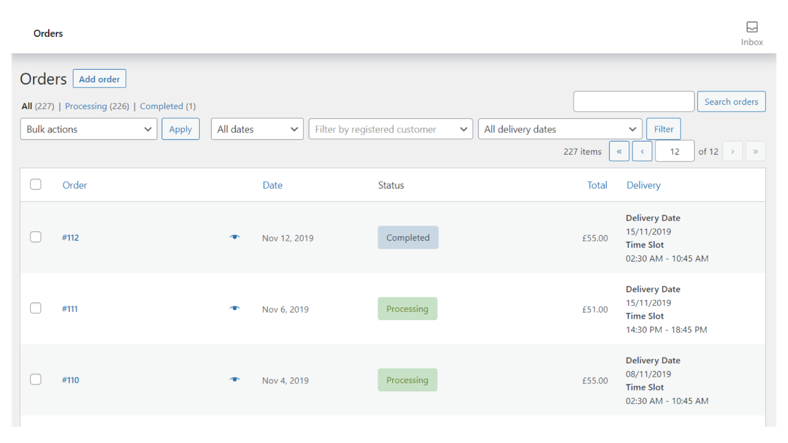 deliveries overview