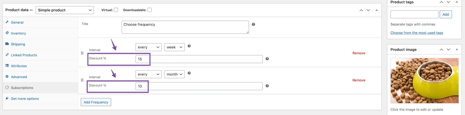 discounts backend simple product