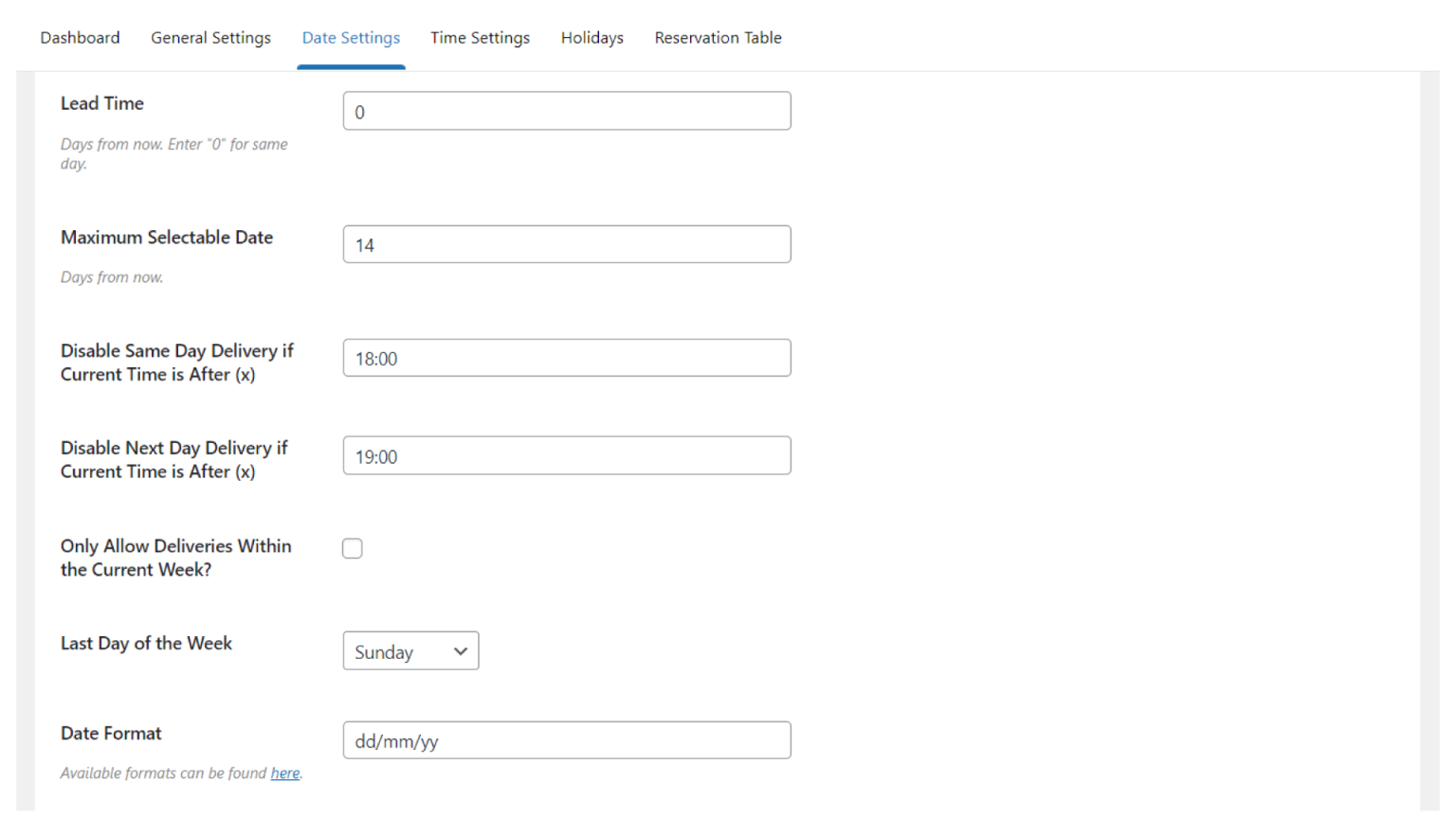 flexible delivery settings