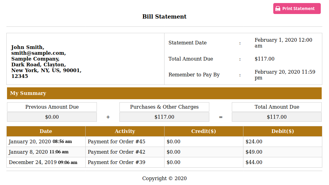 generated bill