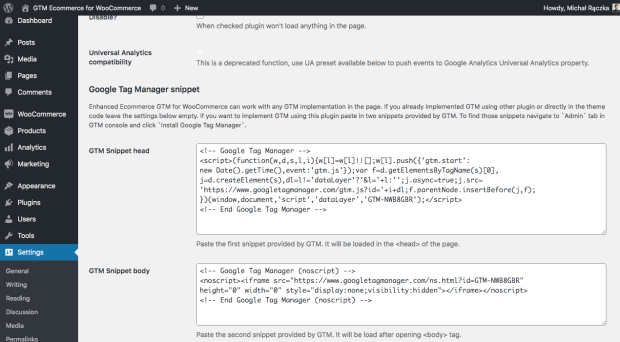 install gtm ecommerce snippets