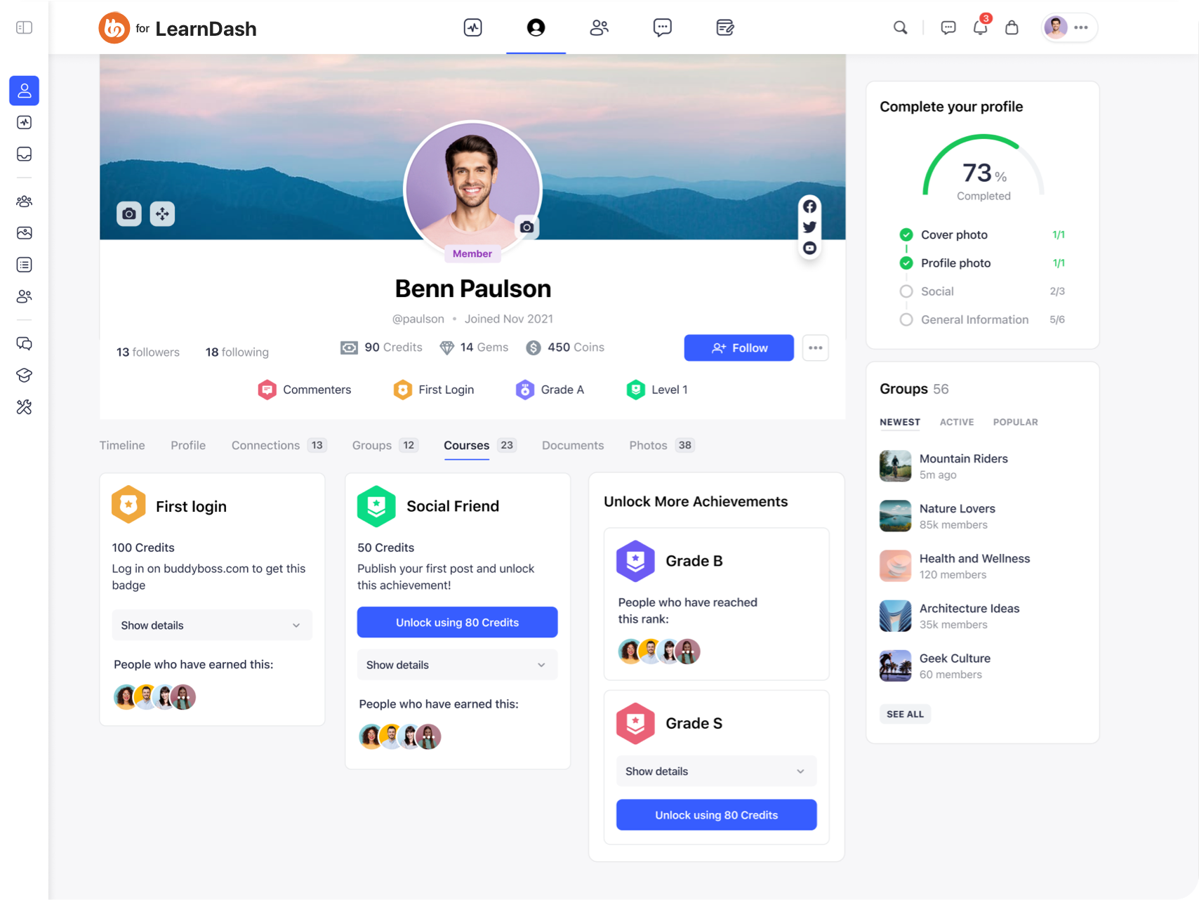 LearnDash Profile Achievements