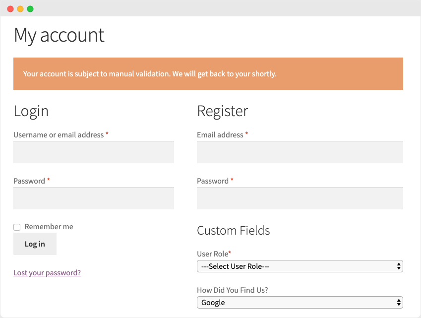 Manual Account Approval