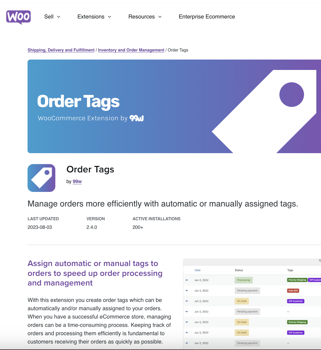 Order Tags