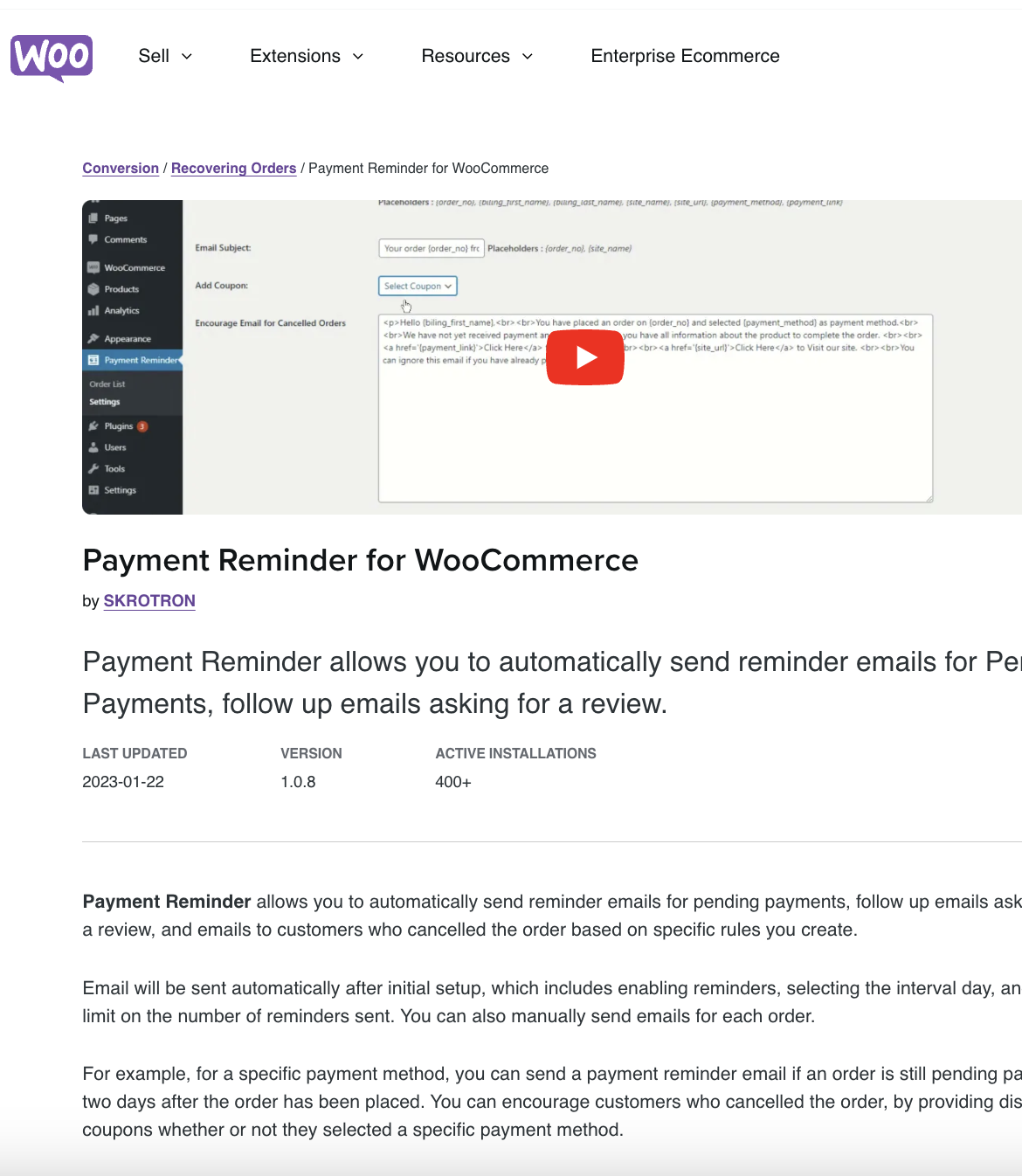 Payment Reminder for WooCommerce