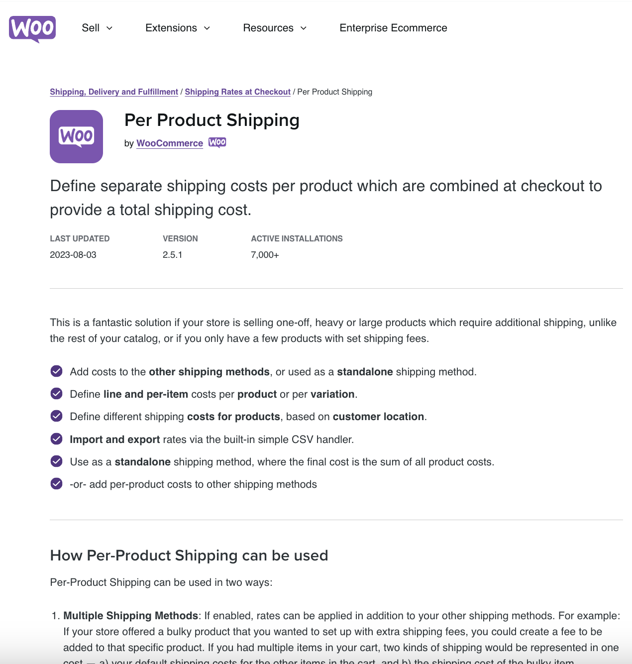 Per Product Shipping