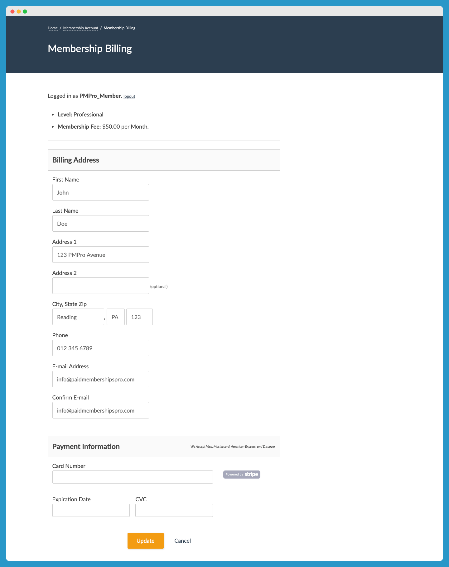 pmpro membership billing alternate
