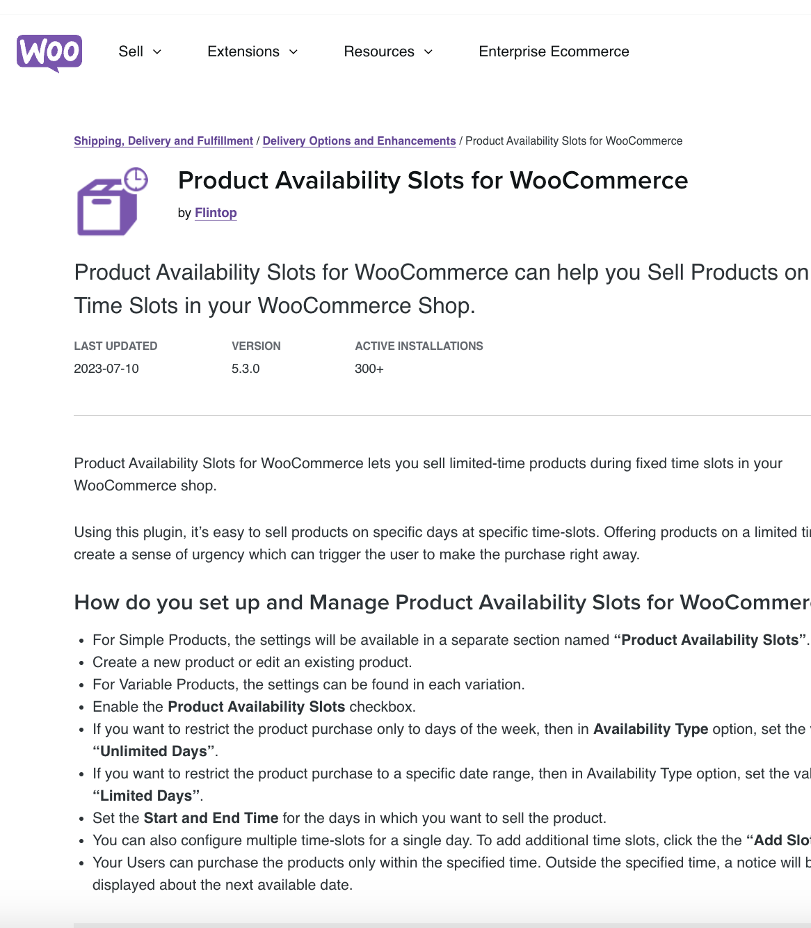 Product Availability Slots for WooCommerce