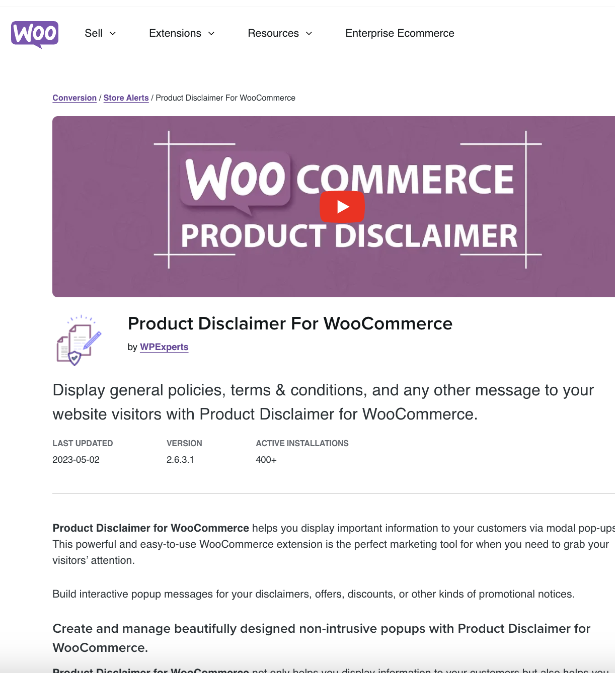 Product Disclaimer For WooCommerce