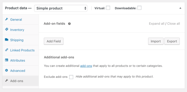 Products Add ons