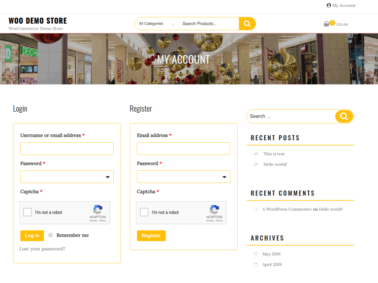 reCpatcha for WooCommerce