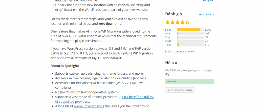 Được đánh giá rất cao của người dùng WordPress