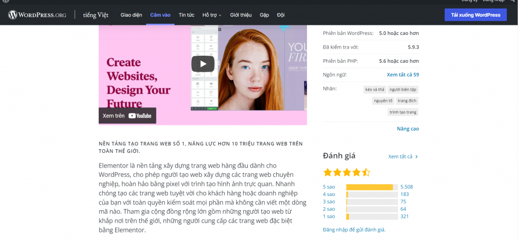 Elementor được cộng đồng đánh giá cao