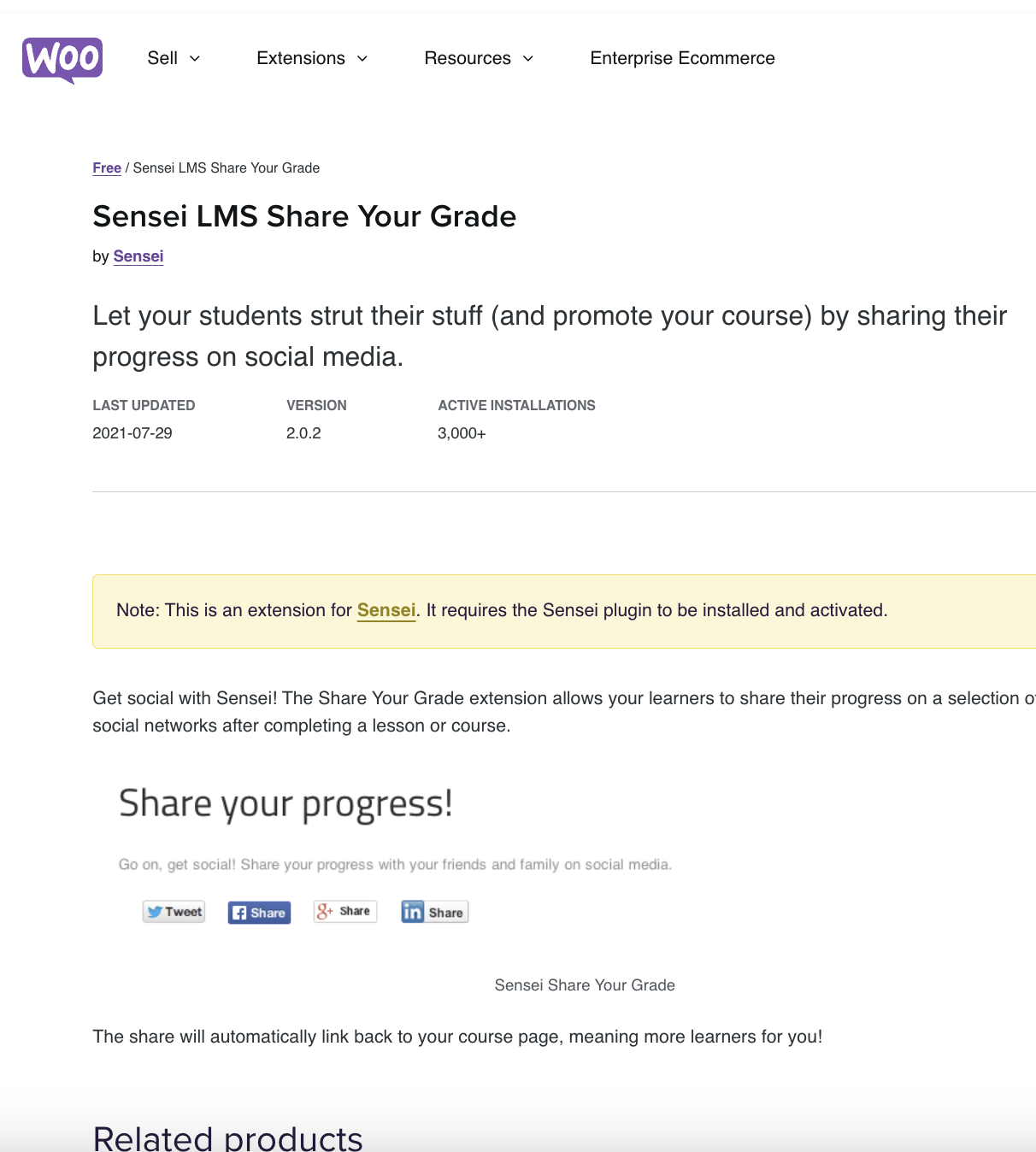 Sensei LMS Share Your Grade