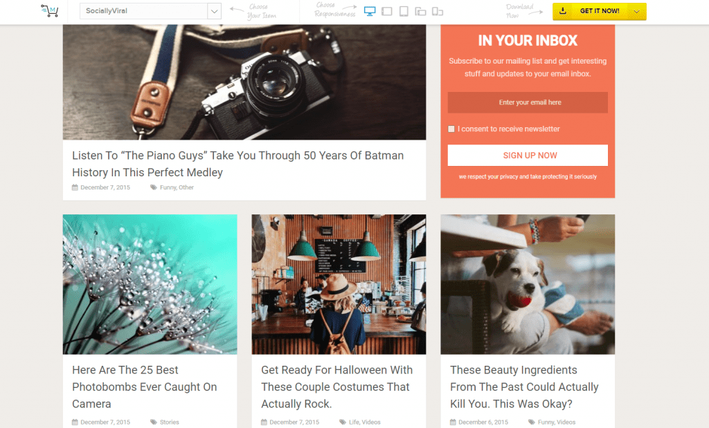 SociallyViral rất thích hợp cho website blog và tin tức