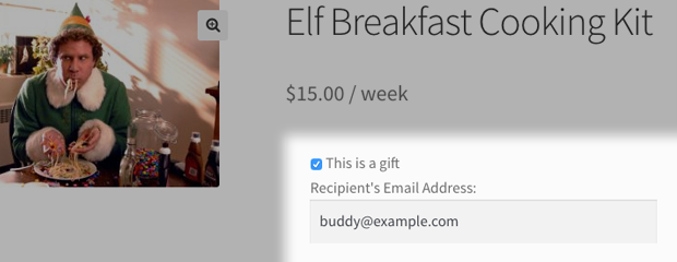 subscription gifting email field product page