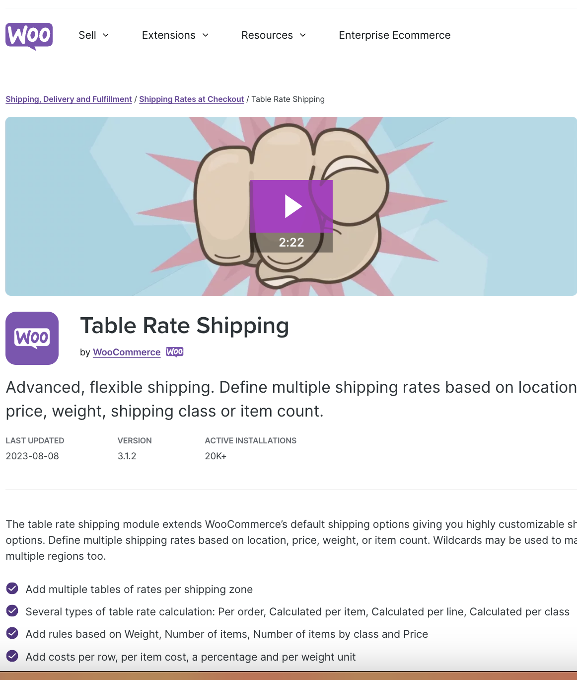 Table Rate Shipping