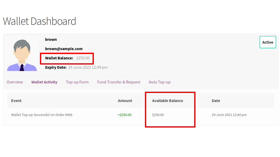 wallet account balance