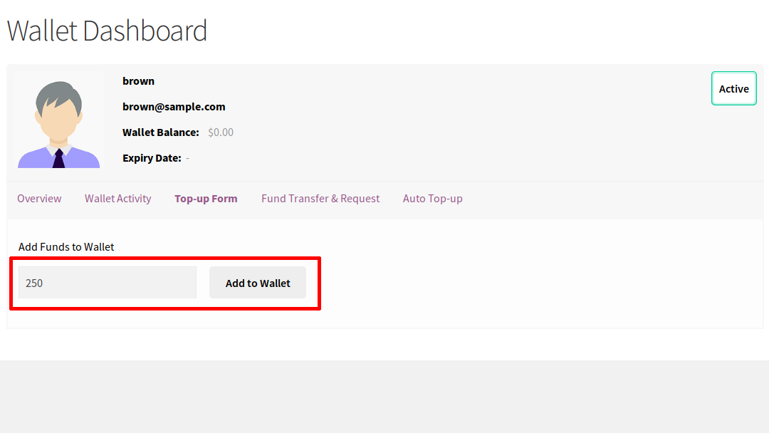 wallet topup