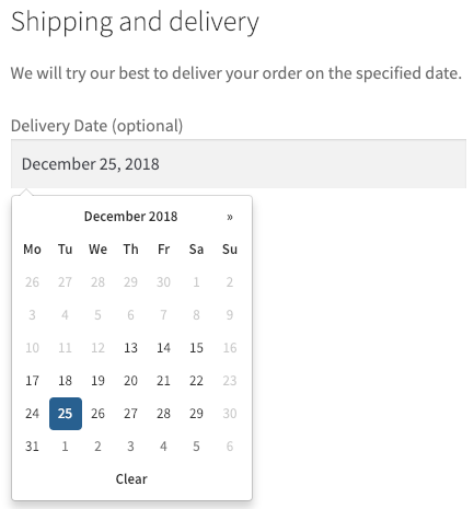 wc od checkout delivery date