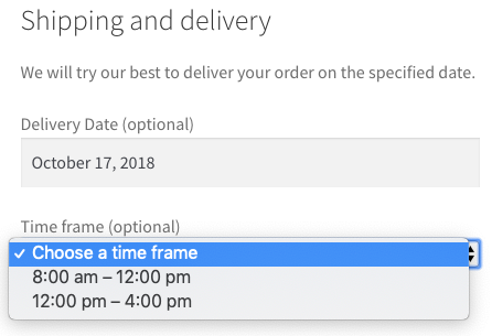 wc od checkout time frame