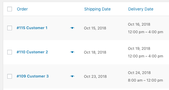 wc od shop order list table