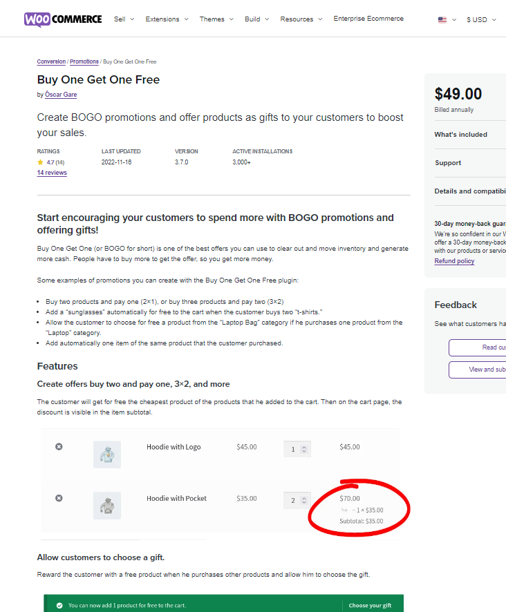 WooCommerce Buy One Get One Free