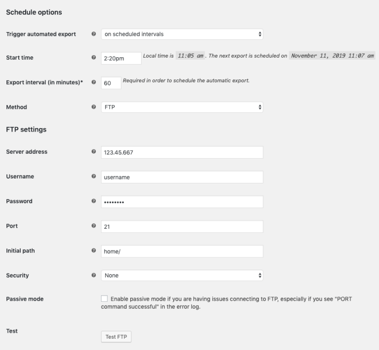 woocommerce export automated export schedule