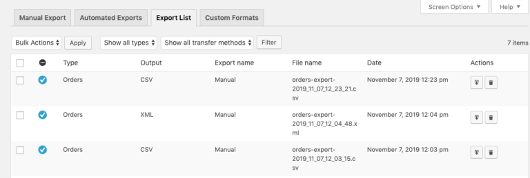 woocommerce export export list