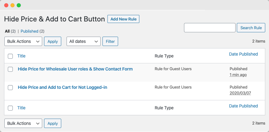 WooCommerce hide Price plugin Create Mutliple Rules