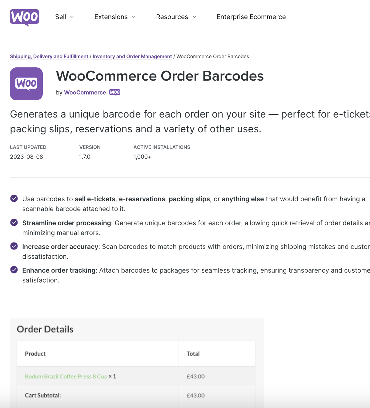 WooCommerce Order Barcodes