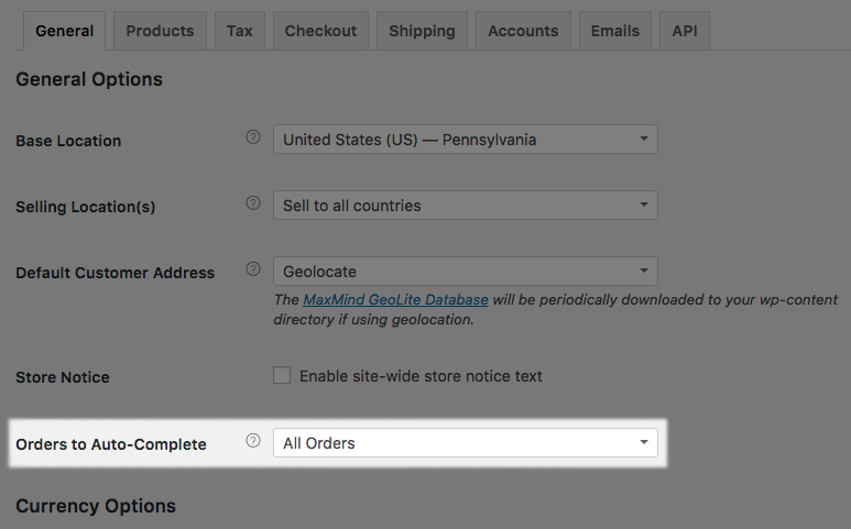 woocommerce order status control setting