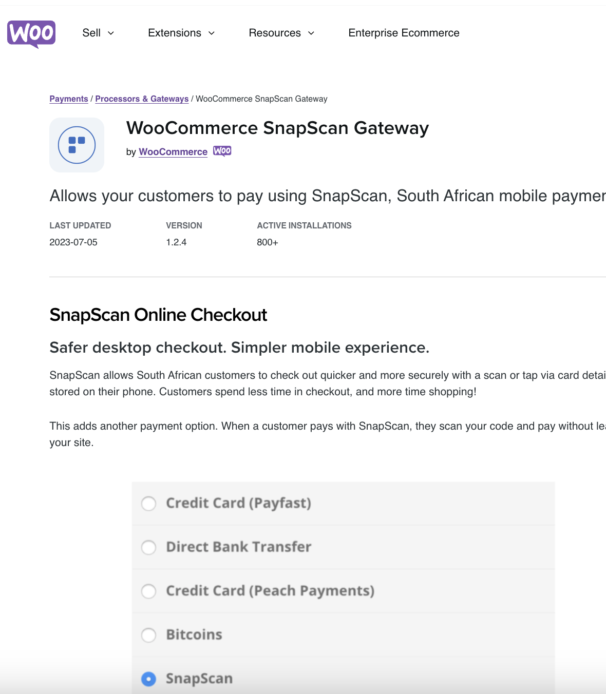 WooCommerce SnapScan Gateway