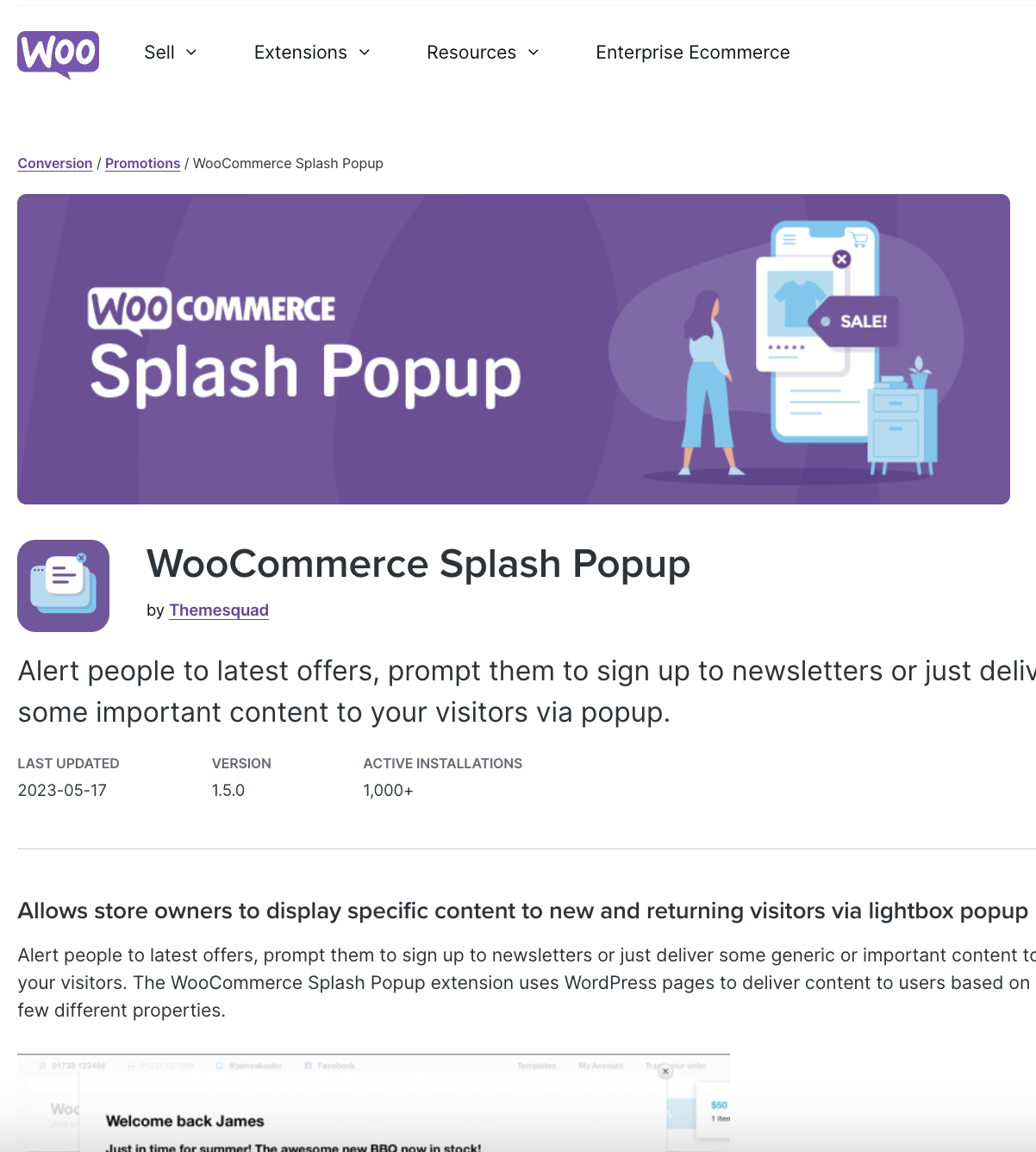 WooCommerce Splash Popup