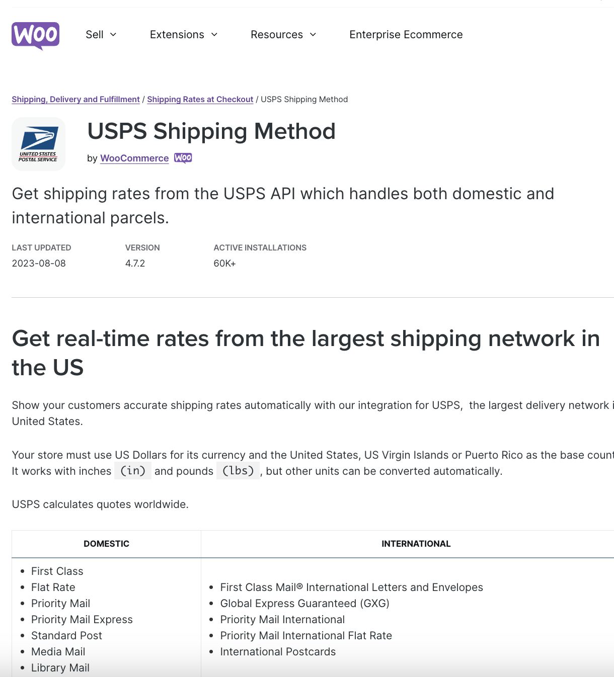WooCommerce USPS Shipping Method
